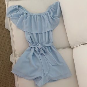 Blue Forever 21 off the shoulder romper